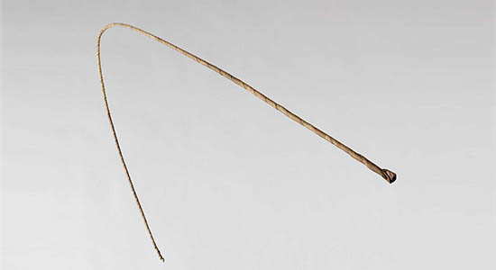Whip used to punished enslaved people, made of twisted animal skin, 1800s; courtesy of Danish National Museum
