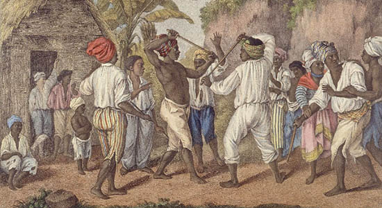 A cudgelling match between English and French Negroes in the Island of Dominica, 1779 (Agostino Brunias); courtesy of Yale Center for British Art